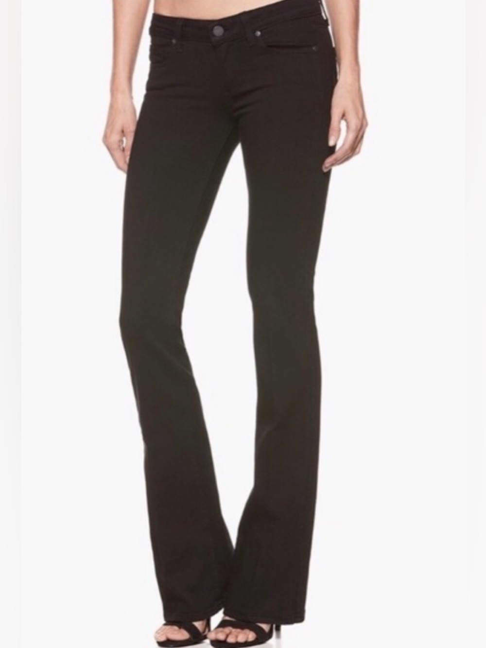 PAIGE Denim Anthropologie Skyline Boot Jeans Black Overdye Size 28